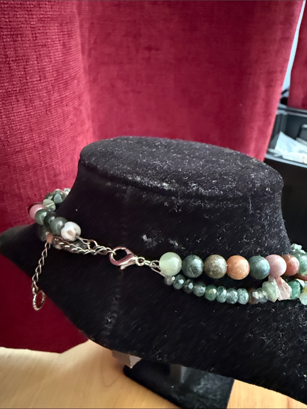 Multi-Stone jade Teardrop double strand Necklace -handmade - Picture 4 of 7
